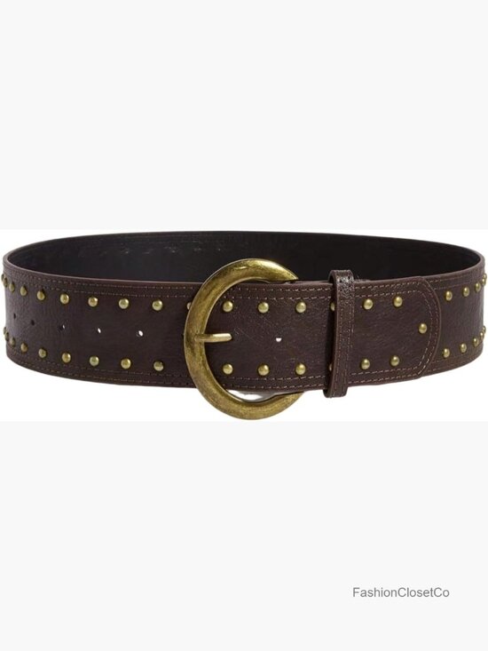 PU Leather Studded Y2k Belt Punk Rave Cowgirl Waist Belt